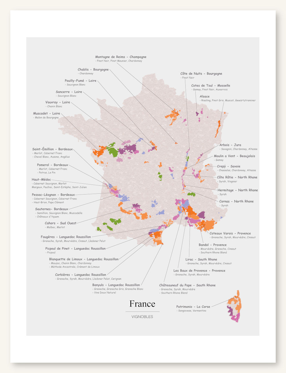 Carte de France des vins - Woodmap