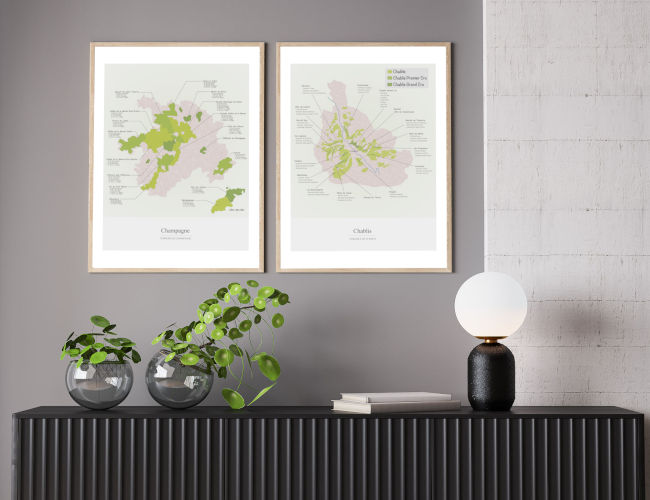 Tavlor Posters Vinkartor Champagne Chablis